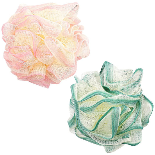 2er-Pack Loofah-Schwämme für die Dusche – 2 Farben Badeschwämme Mesh-Bälle für Körperpeeling – Rückenbürste für Männer und Frauen – Peeling-Bälle für die Reinigung