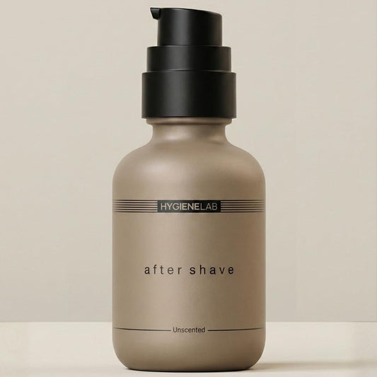 HygieneLab After Shave – Yuka Bewertung 100/100 – Duftfreies, ungiftiges Aftershave mit Aloe Vera & Vitamin E für empfindliche Haut – Beruhigt Rasurbrand, leichte Feuchtigkeitspflege (100 ml)