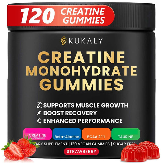 ZyterX Creatin-Monohydrat-Gummis für Männer & Frauen – Zuckerfrei mit L-Taurin, BCAA 2:1, B12 & B6 für Kraft, Fokus & Ausdauer – Vegan, Nicht-GVO, Erdbeer, 120 Stück