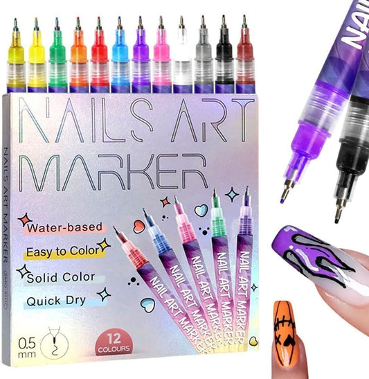 12 Farben Nagelkunst-Stifte Set, 2026 Neue Nagelkunst-Marker für Gelnägel, DIY Nagelkunst-Marker zum Zeichnen, Malen, Liner-Stift, Nagelkunst-Werkzeuge für Graffiti, Tupfen, Zeichnen, Malen, Punktliner DIY