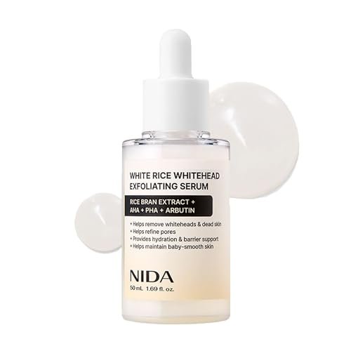 NIDA Weißes Reiskörner-Peeling-Serum | 1,69 fl.oz., 50 ml | Tägliches sanftes Peeling-Gesichtspeeling für abgestorbene Hautzellen – für alle Hauttypen, Koreanische Hautpflege