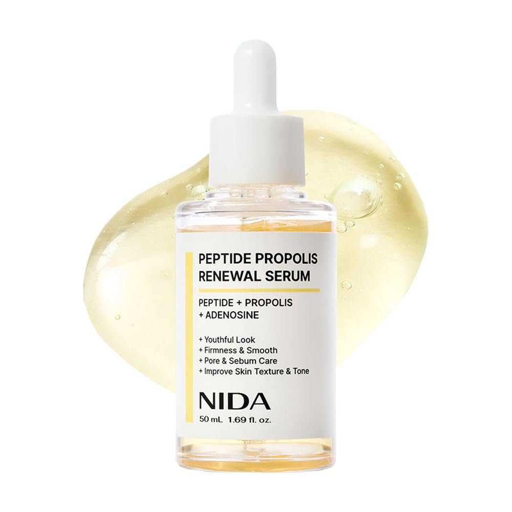 NIDA Peptide Propolis Renewal Serum – Peptidkomplex, Propolisextrakt, Adenosin – für jugendliches Aussehen, gegen Falten und feine Linien, Poren- und Talgpflege – 1,69 fl.oz., 50ml (Aktualisierte Version)