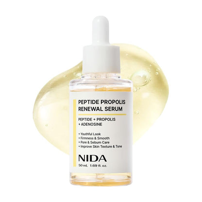 NIDA Peptide Propolis Renewal Serum – Peptidkomplex, Propolisextrakt, Adenosin – für jugendliches Aussehen, gegen Falten und feine Linien, Poren- und Talgpflege – 1,69 fl.oz., 50ml (Aktualisierte Version)