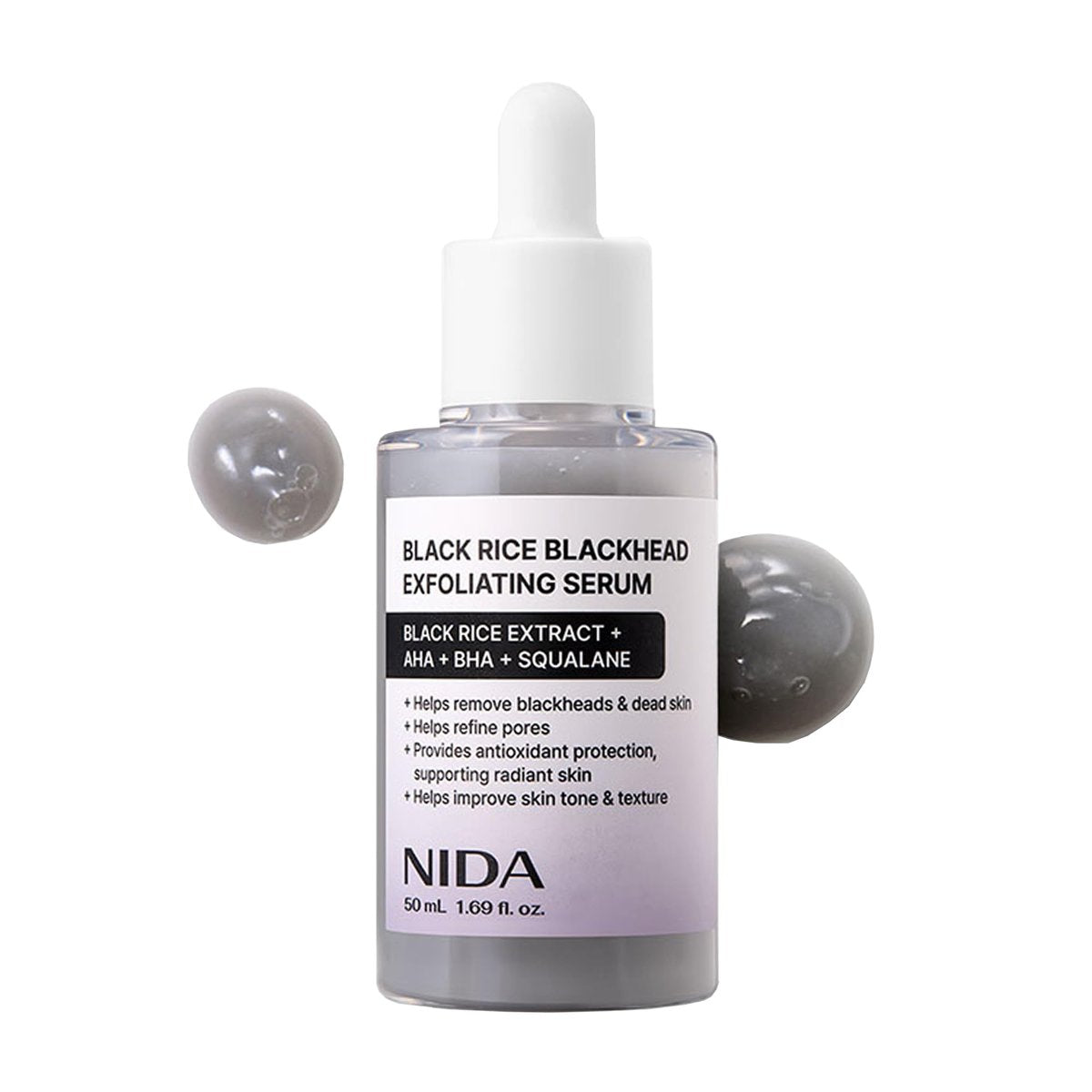 NIDA Black Rice Blackhead Exfoliating Serum – Sanftes Peeling für alle Hauttypen (1,69 fl.oz., 50 ml)