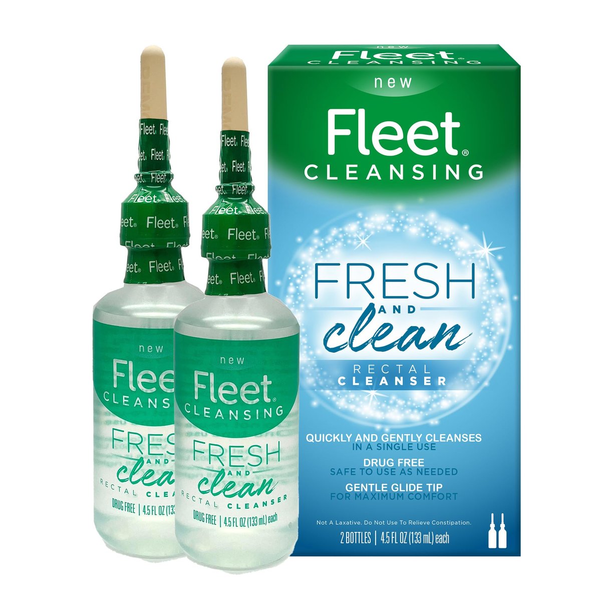 Fleet Fresh and Clean Saline Rektalreiniger, Kochsalzlösung Analdusche, 2 Flaschen à 133 ml