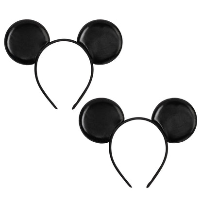 Klassisches schwarzes Mausohren-Stirnband 2er-Pack – Unisex glatte Ohren für Paare, Familienausflüge & DIY-Projekte – einfach & leicht