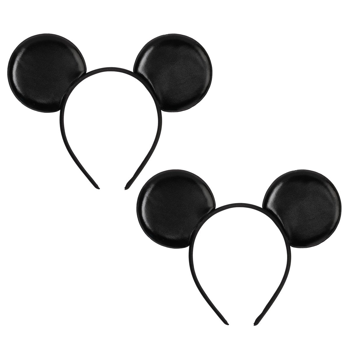 Klassisches schwarzes Mausohren-Stirnband 2er-Pack – Unisex glatte Ohren für Paare, Familienausflüge & DIY-Projekte – einfach & leicht