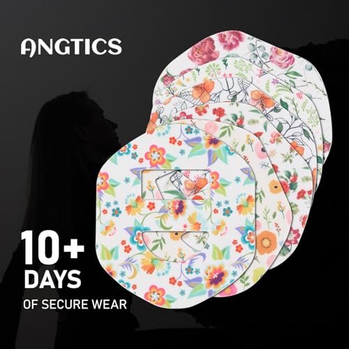 ANGTICS Omnipod 5 Overpatches Waterdicht, 30 Stück Vorgeschnittene Aufkleber für Omnipod 5, Hypoallergen Latexfrei CGM Sensor Abdeckungen, Lang anhaltend 10+ Tage Glukosesensor Pflaster (Pastell Blumen)