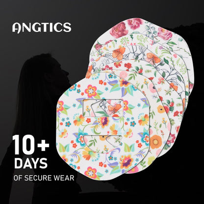 ANGTICS Omnipod 5 Overpatches Waterdicht, 30 Stück Vorgeschnittene Aufkleber für Omnipod 5, Hypoallergen Latexfrei CGM Sensor Abdeckungen, Lang anhaltend 10+ Tage Glukosesensor Pflaster (Pastell Blumen)