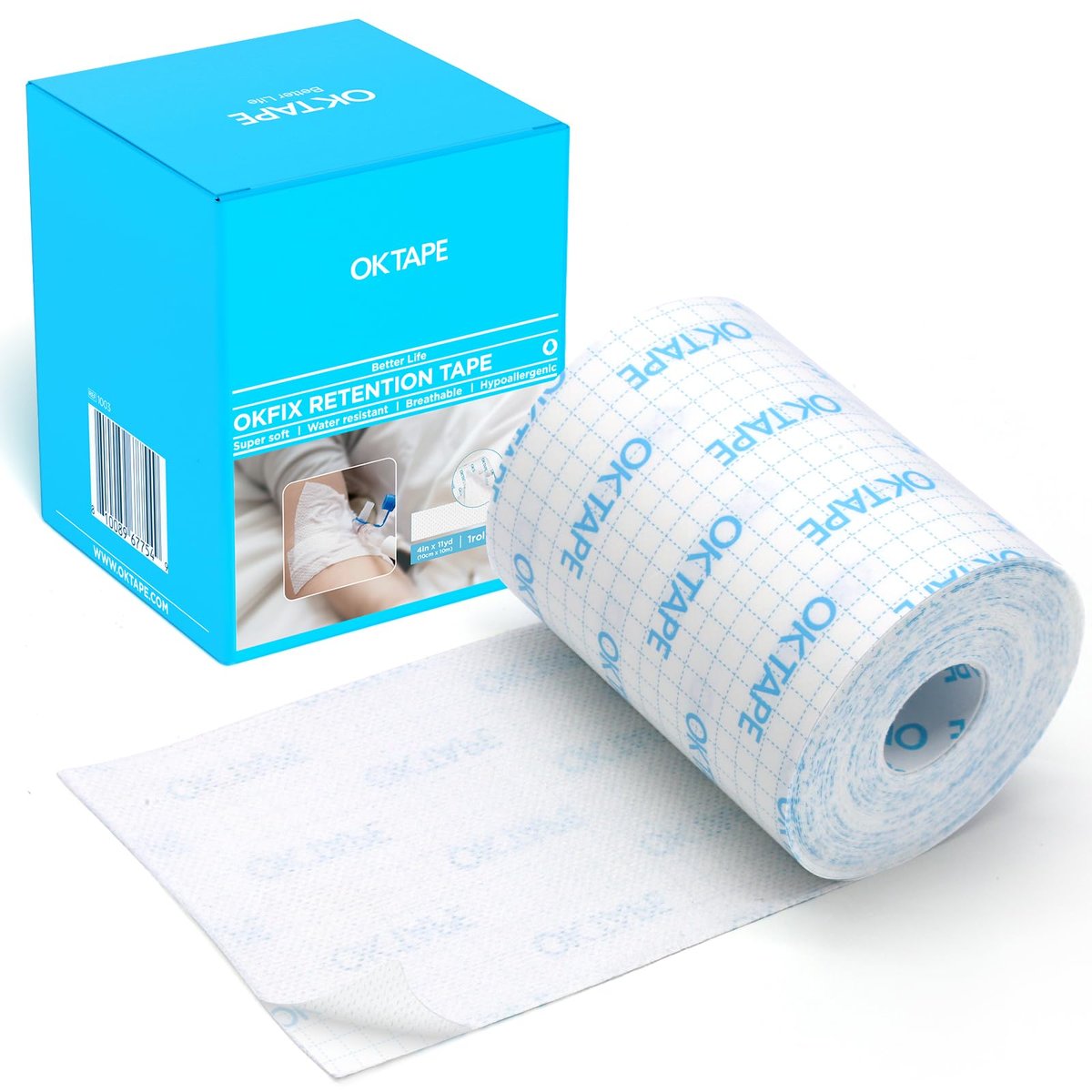 OK TAPE Sanftes chirurgisches Klebeband für empfindliche Haut, atmungsaktives medizinisches Tape für Wundverbände und postoperative Versorgung, sicherer Halt zur Fixierung von Mullbinden, latexfrei, 4" x 11 Yards
