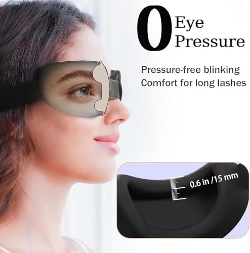 Fismool Blackout Schlafmaske für Damen und Herren – Null Druck Schlafmaske, Wimpernfreundliche Nachtmaske, Verstellbar, Ultraweich und Bequem, Trockene Augen Maske (Schwarz)