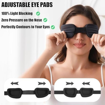 Fismool Blackout Schlafmaske für Damen und Herren – Null Druck Schlafmaske, Wimpernfreundliche Nachtmaske, Verstellbar, Ultraweich und Bequem, Trockene Augen Maske (Schwarz)