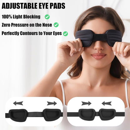 Fismool Blackout Schlafmaske für Damen und Herren – Null Druck Schlafmaske, Wimpernfreundliche Nachtmaske, Verstellbar, Ultraweich und Bequem, Trockene Augen Maske (Schwarz)