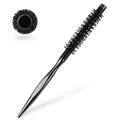 Kleine runde Haarbürste, Mini Quiff Rollbürste zum Föhnen und Locken, 1,27 cm kleine Rundbürsten mit Metallgriff und steifen Nylonborsten für kurzes feines Haar, Männer und Frauen