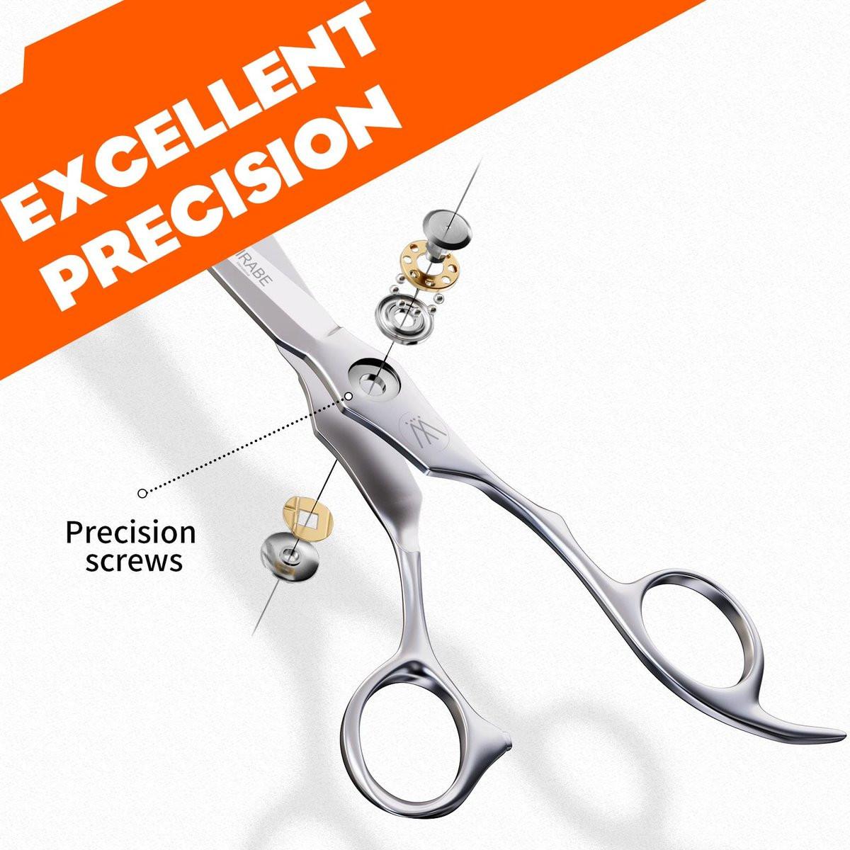 Sirabe HIGH-END Barber Profi Haarschere Set – 6-teiliges Friseur-Set mit ultra-scharfen Klingen für präzise Schnitte – Haarschneideschere und Effilierschere für Salon und Zuhause