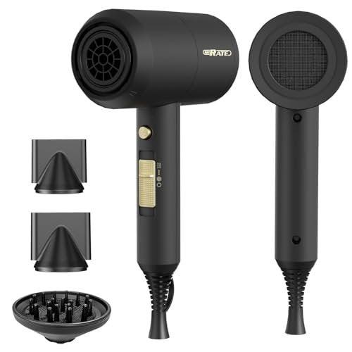 SHRATE Ionen-Haartrockner mit Diffusor | Professioneller Föhn für lockiges, krauses & alle Haartypen | Leise & sanft für empfindliches Haar | Kompakt & tragbar für Zuhause, Reisen, Frauen & Männer