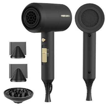 SHRATE Ionen-Haartrockner mit Diffusor | Professioneller Föhn für lockiges, krauses & alle Haartypen | Leise & sanft für empfindliches Haar | Kompakt & tragbar für Zuhause, Reisen, Frauen & Männer