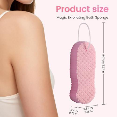 4er-Pack Magic Peeling-Badeschwamm – 3D superweicher Körperpeeling-Schwamm für die Dusche, hautfreundlich, wiederverwendbar, entfernt abgestorbene Haut für glatte Haut, geeignet für alle Hauttypen Männer Frauen