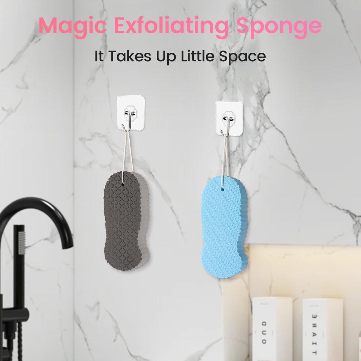 4er-Pack Magic Peeling-Badeschwamm – 3D superweicher Körperpeeling-Schwamm für die Dusche, hautfreundlich, wiederverwendbar, entfernt abgestorbene Haut für glatte Haut, geeignet für alle Hauttypen Männer Frauen