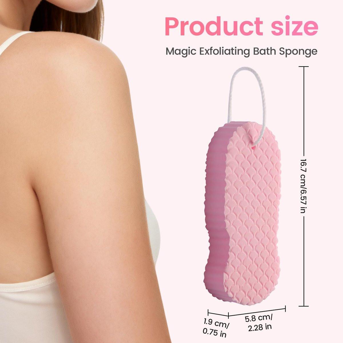 4er-Pack Magic Peeling-Badeschwamm – 3D superweicher Körperpeeling-Schwamm für die Dusche, hautfreundlich, wiederverwendbar, entfernt abgestorbene Haut für glatte Haut, geeignet für alle Hauttypen Männer Frauen
