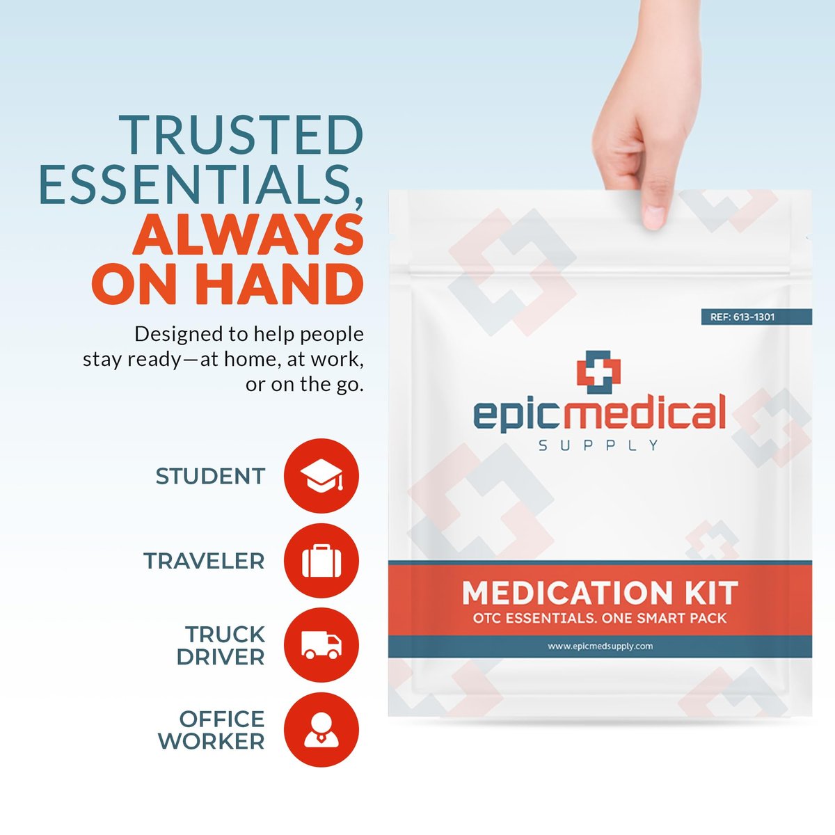 Epic Medical Supply Erste-Hilfe-Set Medikamentennachfüllung – 70 Einzeldosis-Päckchen – Notfall-Medikamentenkit für Erste-Hilfe-Kasten, Reise, Büro, Wohnheim, Camping – Hergestellt in den USA (70 Teile)