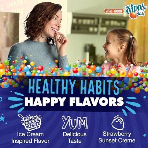 Dippin' Dots Kautabletten Melatonin 10mg – Melatonin 10 mg Tabletten für Erwachsene – Zuckerfrei – Erdbeer-Sonnenuntergang-Creme-Geschmack – Schlafunterstützung – Koscher, Glutenfrei, Vegetarisch (100 Stück)