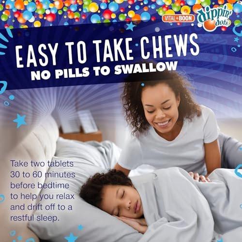 Dippin' Dots Kautabletten Melatonin 10mg – Melatonin 10 mg Tabletten für Erwachsene – Zuckerfrei – Erdbeer-Sonnenuntergang-Creme-Geschmack – Schlafunterstützung – Koscher, Glutenfrei, Vegetarisch (100 Stück)