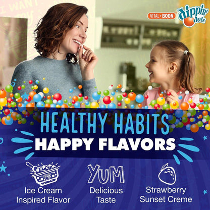 Dippin' Dots Kautabletten Melatonin 10mg – Melatonin 10 mg Tabletten für Erwachsene – Zuckerfrei – Erdbeer-Sonnenuntergang-Creme-Geschmack – Schlafunterstützung – Koscher, Glutenfrei, Vegetarisch (100 Stück)