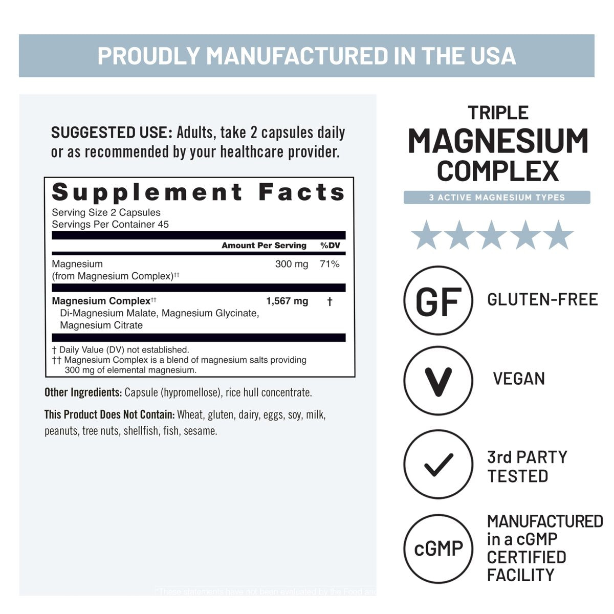 NatureWise Triple Magnesium Komplex – Chelatiert – Hochabsorbierendes Magnesiumglycinat + Malat + Citrat für Muskel-, Nerven- und Schlafunterstützung – Vegan 90 Kapseln