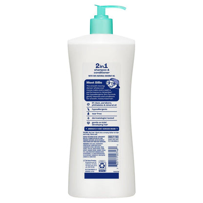 Suave Kids Purely Fun 2-in-1 Shampoo und Conditioner mit Kokosöl – Tränenfrei, hypoallergen, sanfte Haarpflege für Kinder mit empfindlicher Kopfhaut, 4er-Pack, 28 FL OZ