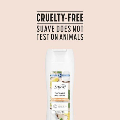 Suave Anti-Schuppen Shampoo für Frauen, Kokosnuss-Feuchtigkeit, 1% Pyrithion-Zink Schuppenbehandlung, kontrolliert Flocken, Juckreiz & trockene Kopfhaut, 6er-Pack, 12,6 FL OZ