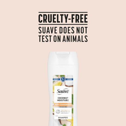 Suave Anti-Schuppen Shampoo für Frauen, Kokosnuss-Feuchtigkeit, 1% Pyrithion-Zink Schuppenbehandlung, kontrolliert Flocken, Juckreiz & trockene Kopfhaut, 6er-Pack, 12,6 FL OZ