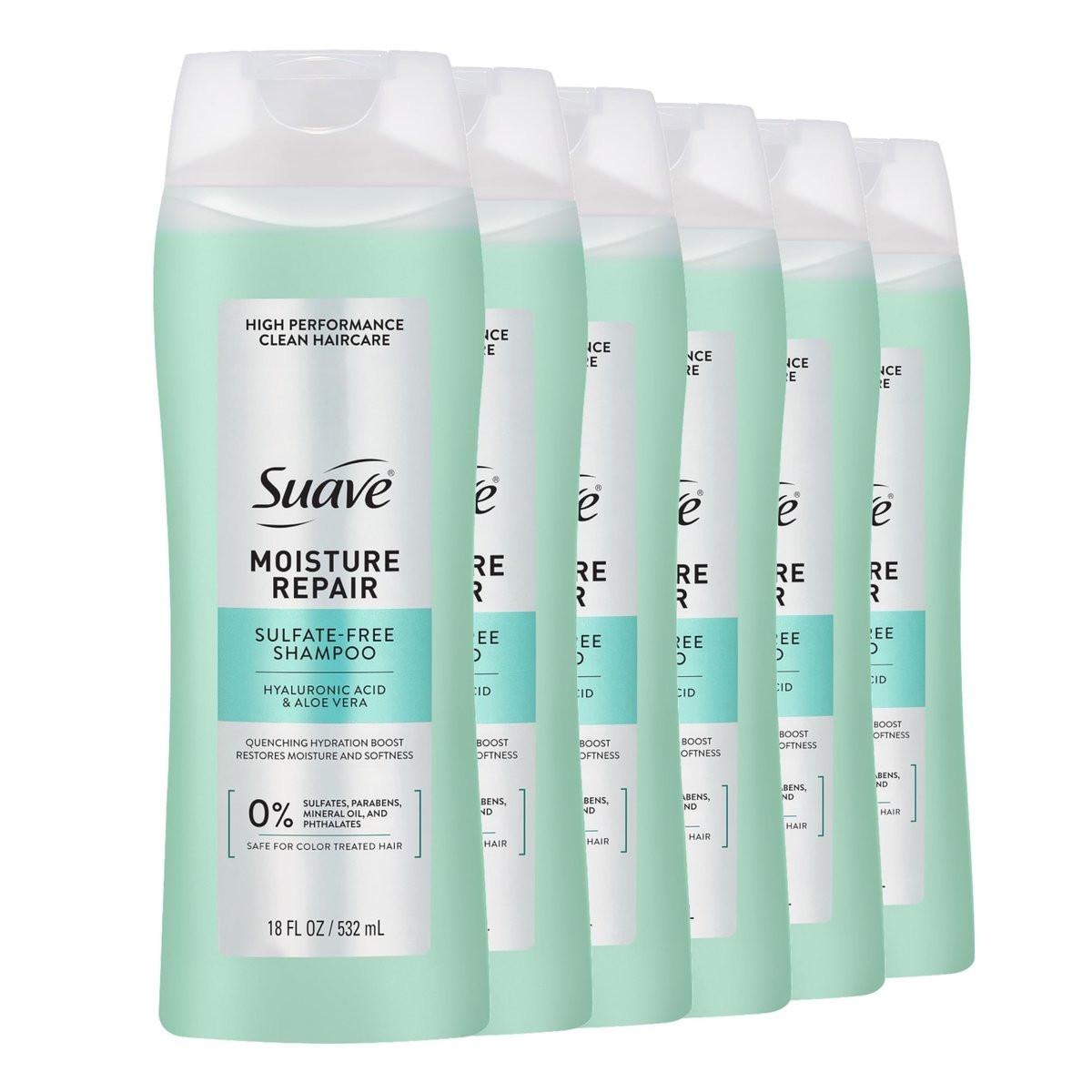 Suave Moisture Repair Shampoo, Sulfatfrei, für Feuchtigkeit bei jeder Haarwäsche, sicher für coloriertes Haar, 12,6 oz