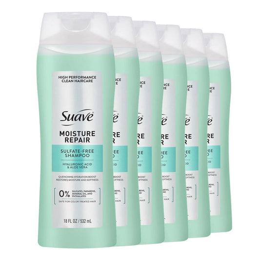 Suave Moisture Repair Shampoo, Sulfatfrei, für Feuchtigkeit bei jeder Haarwäsche, sicher für coloriertes Haar, 12,6 oz