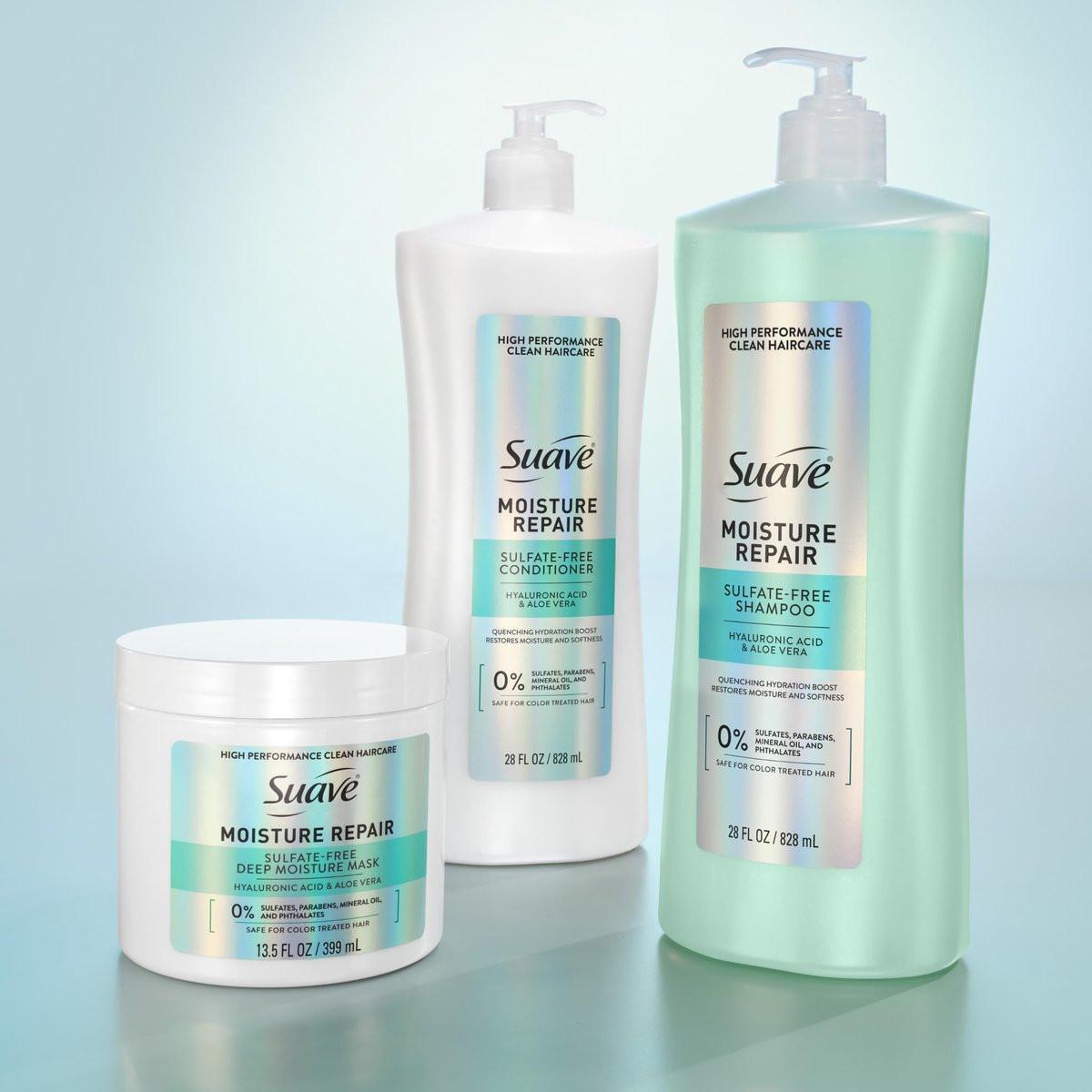 Suave Moisture Repair Sulfatfreier Conditioner mit Hyaluronsäure & Aloe Vera – Feuchtigkeitsspendend für trockenes, geschädigtes Haar, 4er-Pack, 28 Fl Oz