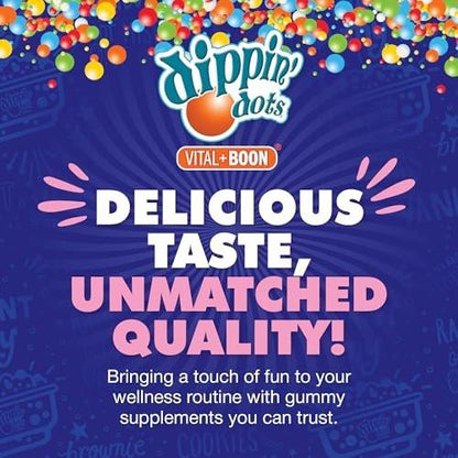 Dippin' Dots Extra Stark Melatonin 20 mg Gummis für Erwachsene – Melatonin Gummis mit 20 mg pro Portion – Veganes Nachtruhe-Supplement – Hergestellt mit natürlichen Farben & Aromen (60 Stück)