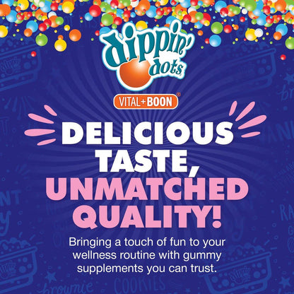 Dippin' Dots Extra Stark Melatonin 20 mg Gummis für Erwachsene – Melatonin Gummis mit 20 mg pro Portion – Veganes Nachtruhe-Supplement – Hergestellt mit natürlichen Farben & Aromen (60 Stück)