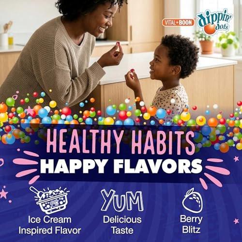 Dippin' Dots Extra Stark Melatonin 20 mg Gummis für Erwachsene – Melatonin Gummis mit 20 mg pro Portion – Veganes Nachtruhe-Supplement – Hergestellt mit natürlichen Farben & Aromen (60 Stück)