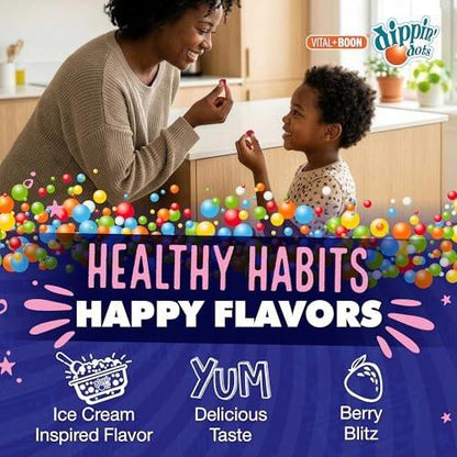 Dippin' Dots Extra Stark Melatonin 20 mg Gummis für Erwachsene – Melatonin Gummis mit 20 mg pro Portion – Veganes Nachtruhe-Supplement – Hergestellt mit natürlichen Farben & Aromen (60 Stück)