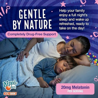 Dippin' Dots Extra Stark Melatonin 20 mg Gummis für Erwachsene – Melatonin Gummis mit 20 mg pro Portion – Veganes Nachtruhe-Supplement – Hergestellt mit natürlichen Farben & Aromen (60 Stück)