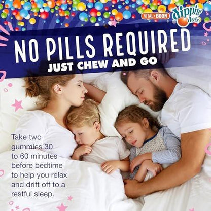 Dippin' Dots Extra Stark Melatonin 20 mg Gummis für Erwachsene – Melatonin Gummis mit 20 mg pro Portion – Veganes Nachtruhe-Supplement – Hergestellt mit natürlichen Farben & Aromen (60 Stück)