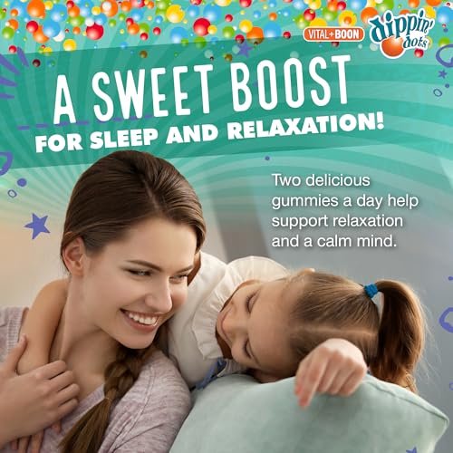 Dippin' Dots Magnesium Gummis für Frauen, Männer & Kinder – Himbeer-Geschmack – Magnesiumcitrat Gummis ohne künstliche Farb- oder Aromastoffe – Veganes Beruhigungs-, Knochen- & Muskelsupplement (60 Stück)