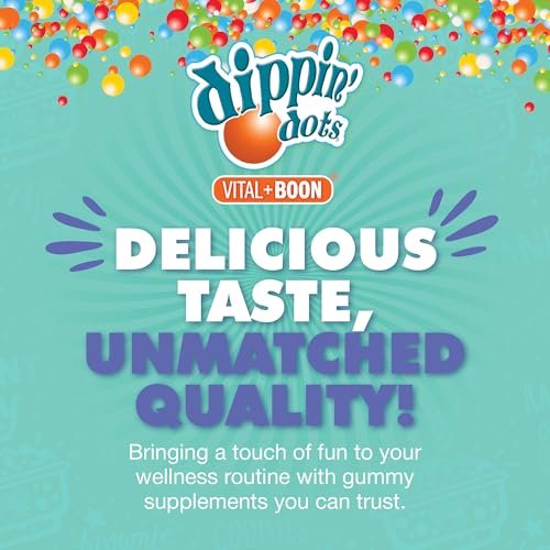 Dippin' Dots Magnesium Gummis für Frauen, Männer & Kinder – Himbeer-Geschmack – Magnesiumcitrat Gummis ohne künstliche Farb- oder Aromastoffe – Veganes Beruhigungs-, Knochen- & Muskelsupplement (60 Stück)