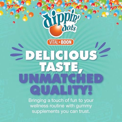 Dippin' Dots Magnesium Gummis für Frauen, Männer & Kinder – Himbeer-Geschmack – Magnesiumcitrat Gummis ohne künstliche Farb- oder Aromastoffe – Veganes Beruhigungs-, Knochen- & Muskelsupplement (60 Stück)