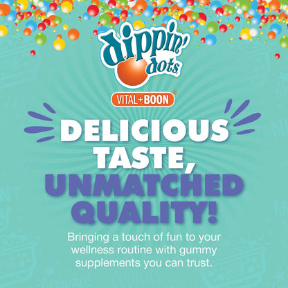 Dippin' Dots Magnesium Gummis für Frauen, Männer & Kinder – Himbeer-Geschmack – Magnesiumcitrat Gummis ohne künstliche Farb- oder Aromastoffe – Veganes Beruhigungs-, Knochen- & Muskelsupplement (60 Stück)
