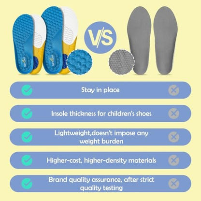 Skyfoot Einlegesohlen für Kinder – Abgenutzte Einlagen ersetzen – Bequem, atmungsaktiv, zuschneidbar – Stabile Schuhsohlen für Kinderturnschuhe (Blau - 1 Paar, Kleinkinder: 13-3)