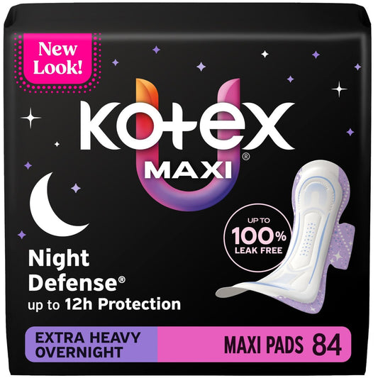 Kotex Overnight Maxi Binden mit Flügeln, extra starke Saugfähigkeit, 84 Stück (3 Packungen à 28)