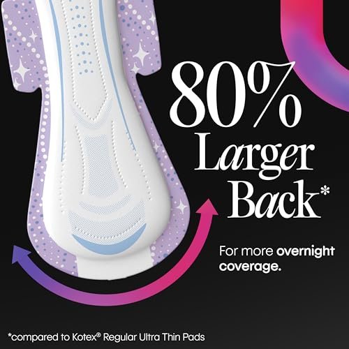 Kotex Overnight Maxi Binden mit Flügeln, extra starke Saugfähigkeit, 84 Stück (3 Packungen à 28)
