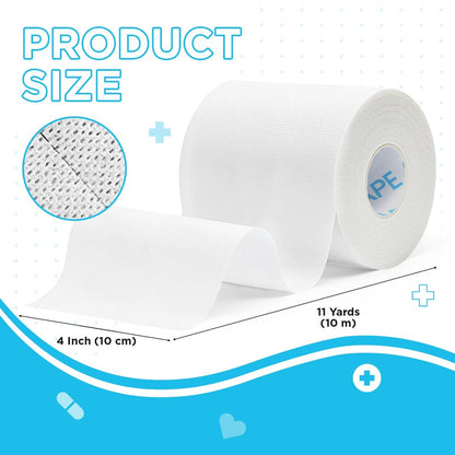 OK TAPE Medizinisches Chirurgisches Tape (1 Rolle) für empfindliche Haut – Weiches, poröses, atmungsaktives Vlies-Mikropore-Tape, hypoallergenes Hauttape zur Fixierung von Wundverbänden und Kompressen, 4" x 11 Yards