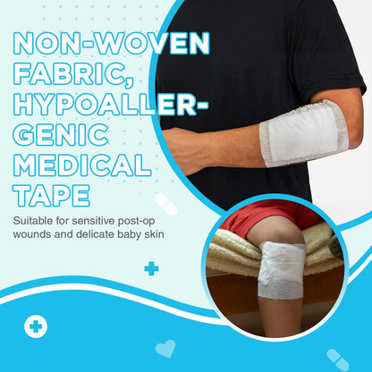 OK TAPE Medizinisches Chirurgisches Tape (1 Rolle) für empfindliche Haut – Weiches, poröses, atmungsaktives Vlies-Mikropore-Tape, hypoallergenes Hauttape zur Fixierung von Wundverbänden und Kompressen, 4" x 11 Yards